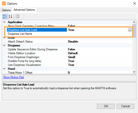 Dispense List Auto Load Option