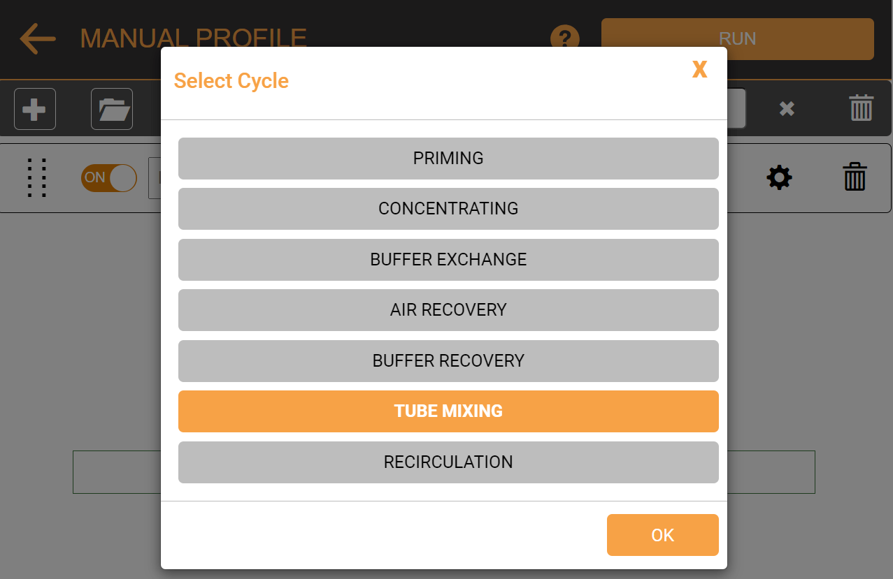 <I>Mixing Cycle Setup in Manual Profile</I>